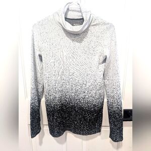 Athleta Black and White Turtleneck Sweater with Gradient Design